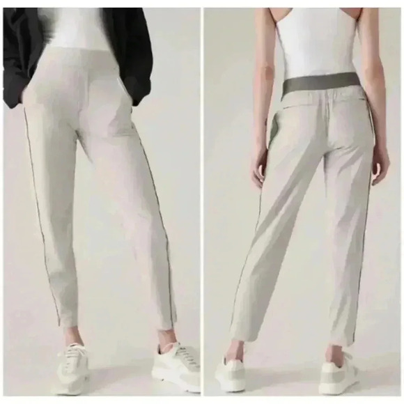 Athleta Womens Brooklyn Textured Ankle Pant Size 2 Gray/White Striped - Picture 1 of 8